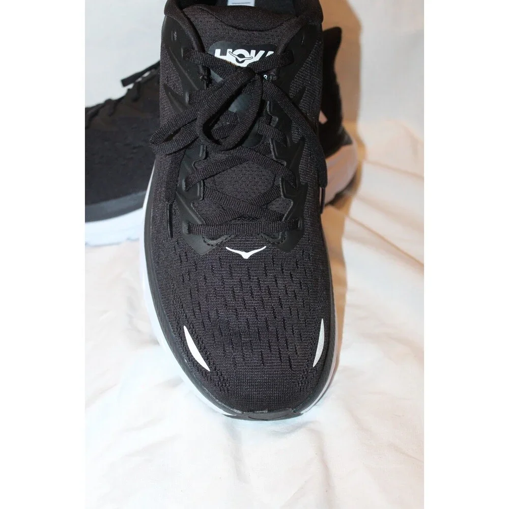 NIB HOKA ONE MEN'S‎ CLIFTON 8 RUNNING ATHLETIC SNEAKERS BWHT BLACK WHITE 12